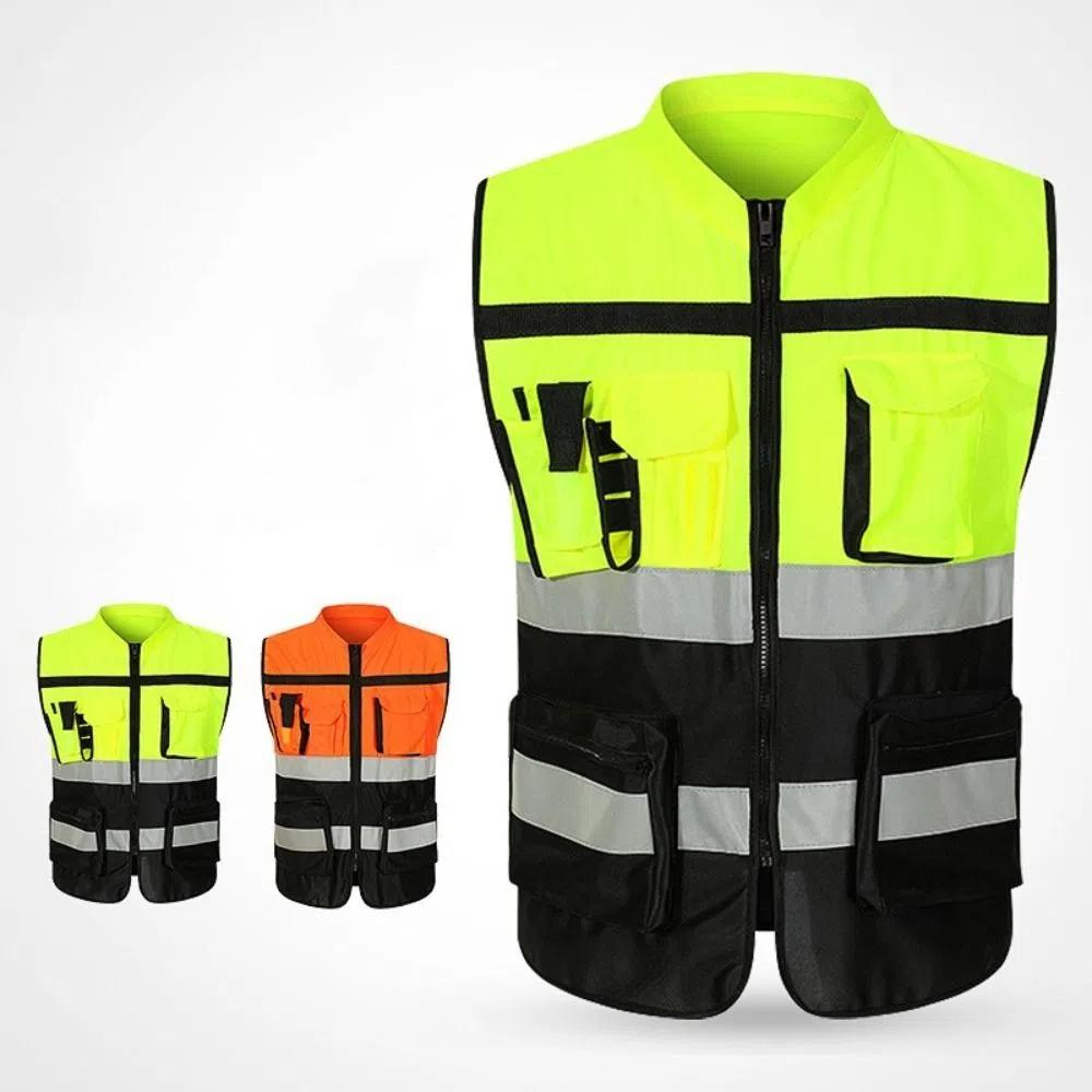 with Pocket Reflective Vest High Visibility Construction Clothes Outdoor Safety Clothing Cycling