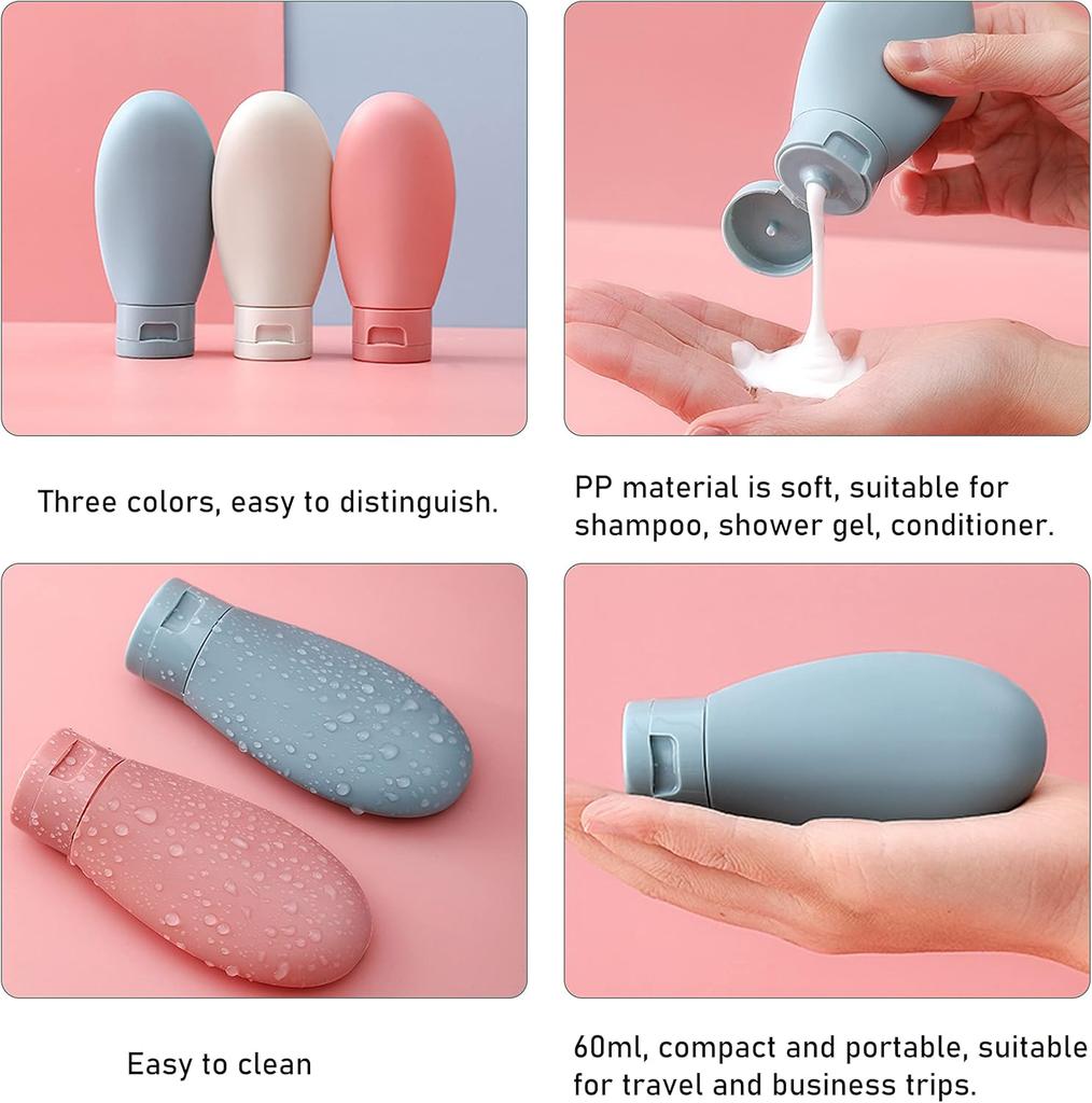 Silicone leakproof toiletries, use bottles alone when traveling, and take cream spray bottle extrusion tube when traveling.zwq