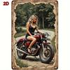 Винтажная металлическая табличка Мотоцикл Девушка Pin-Up Ретро Декор Гаража Бара 12x8 дюймов