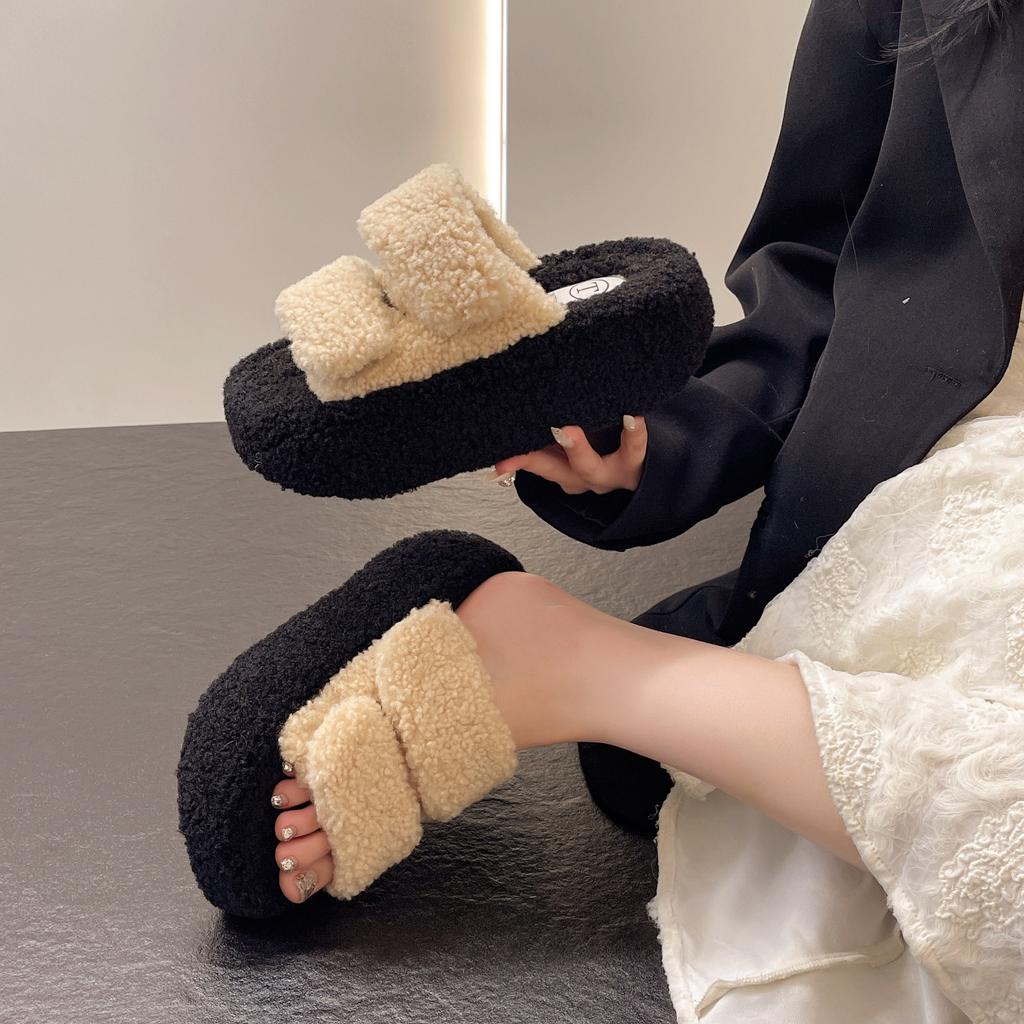 Высококачественные шерстяные домашние тапочки из овечьей шерсти с толстой подошвой для женщин, новинка осени-зимы 2025 года, супер-огненные теплые хлопковые домашние тапочки.
