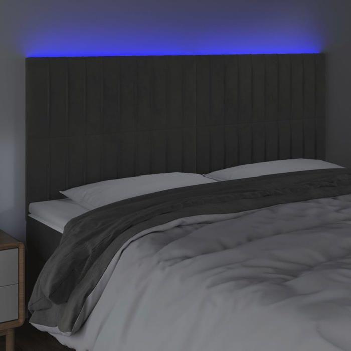 VidaXL Tête de Lit à LED Meuble de Chambre à Coucher Accessoire de Lit Double Tête de Cadre de Lit Intérieur Gris Foncé 3122723
