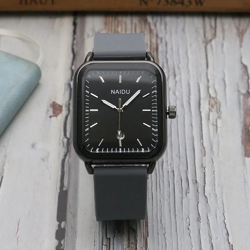 Прямоугольный календарь мужские женские часы модные студенческие силиконовые часы ремешок простые кварцевые часы Relogio Feminino Zegarek Damski