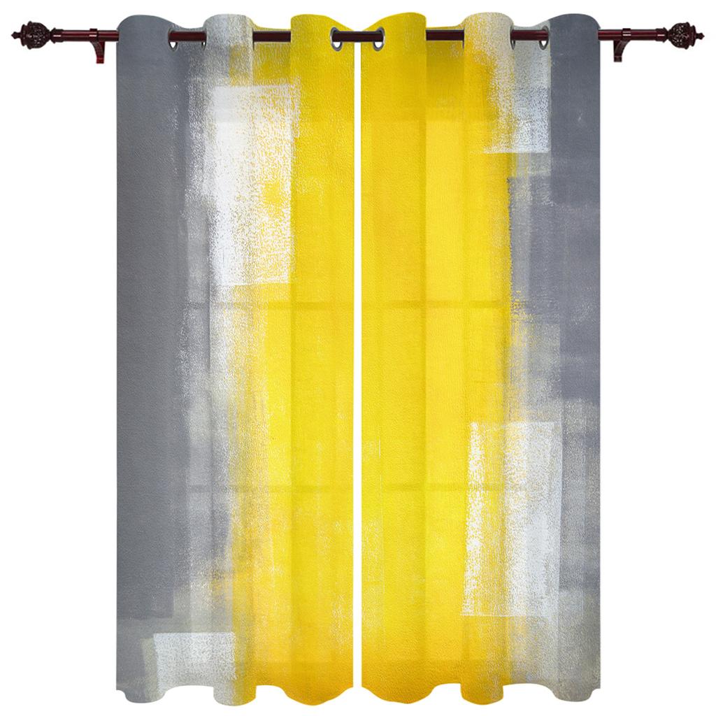 Желто-серые абстрактные художественные текстурированные шторы для спальни, кухни, оконные занавески, занавески для гостиной