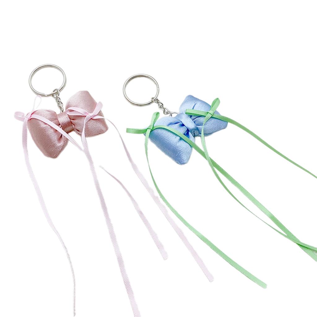 Sweet Ribbon Bowknot Keychain Pendant Keyring Charm Lovely Hanging Decorations for Purse Bag Backpack Handbag Wallet