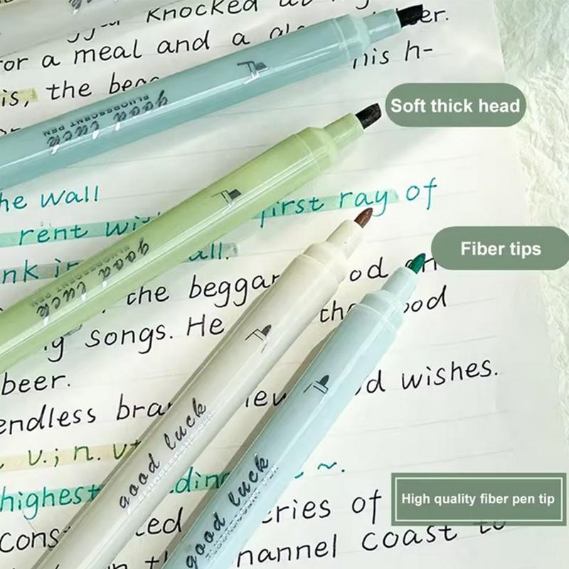 4 шт. маркер-хайлайтер с двумя наконечниками, маркер с градиентным цветом высокой ценности, студенческие маркеры, милые хайлайтеры, канцелярские принадлежности