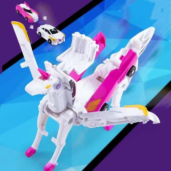 2Pcs/Set Transformable Flying Horse Car Toy Collision Deformation 2-In-1 Mini Vehicle Educational Transforming Mechanical Flying Toddlers Boys Girls