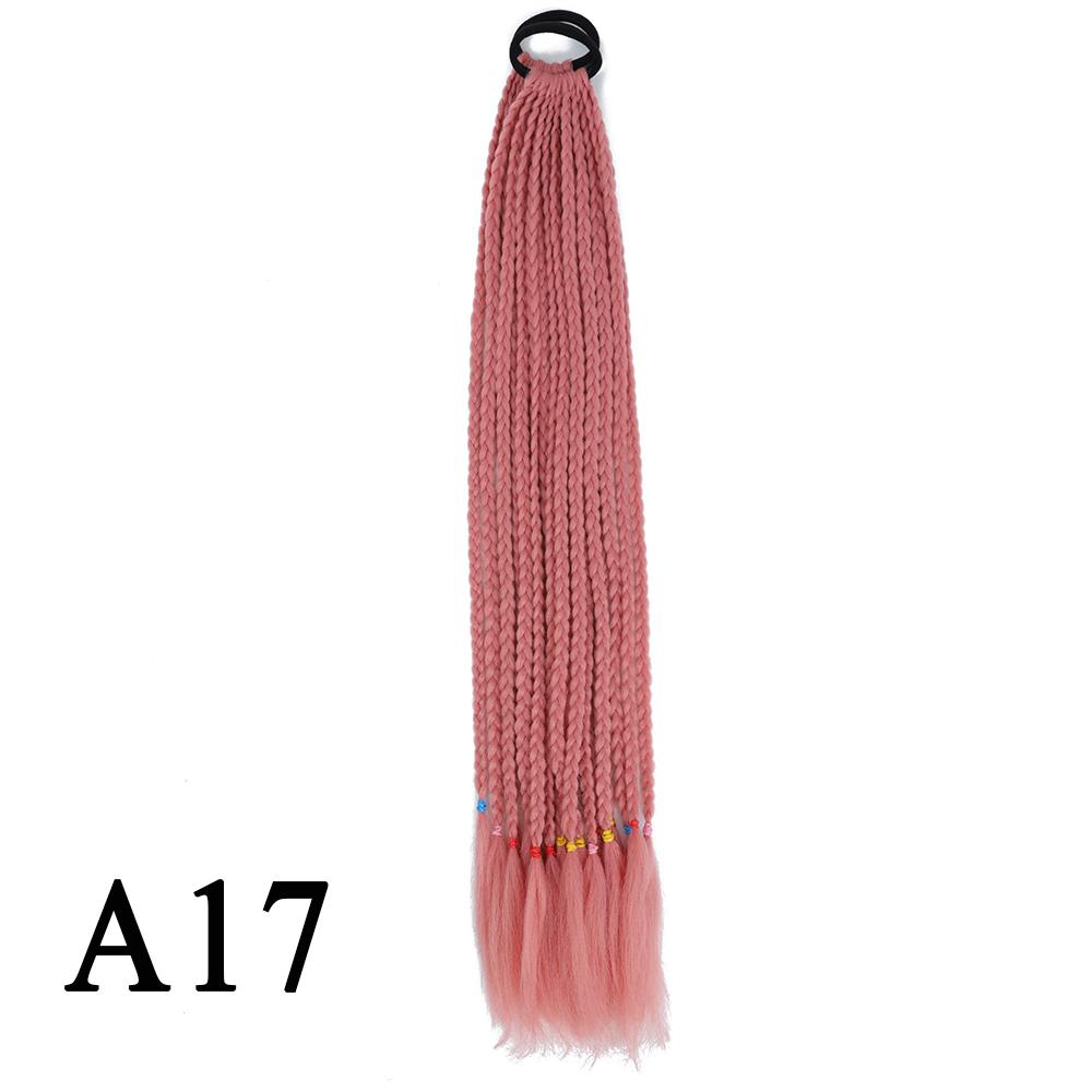 Плетеный хвост с резинкой, черный плетеный хвост ручной работы из термостойкого волокна, шиньоны с конским хвостом для девочек