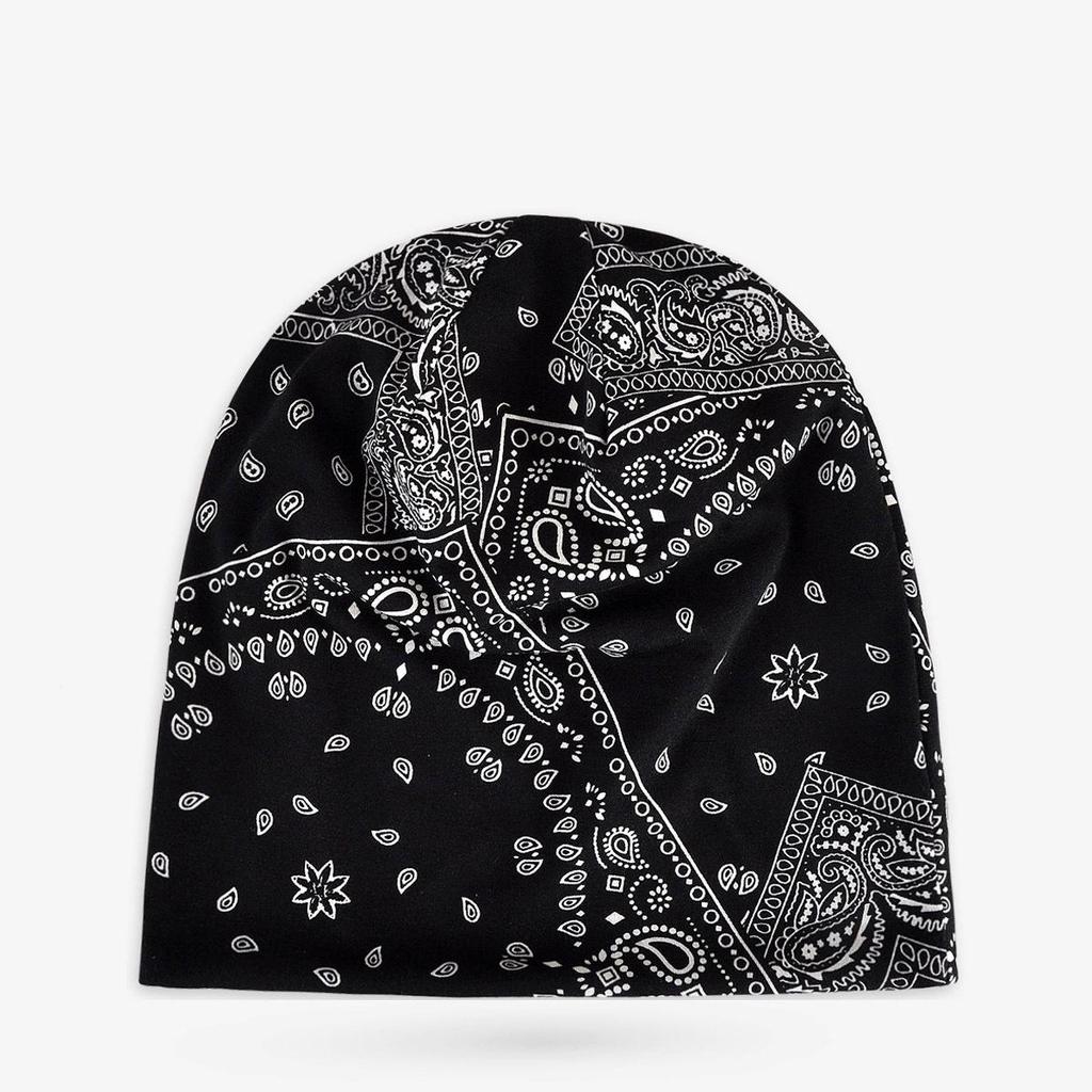 Unisex Paisley Cotton Cuffed Beanie: Spring/Summer Double Layer Stretch for Trendy Street Dance Fashion