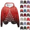 Women's Fashion Pullover Drop Shoulder Long Sleeve Christmas Printed Hooded Sweatshirt