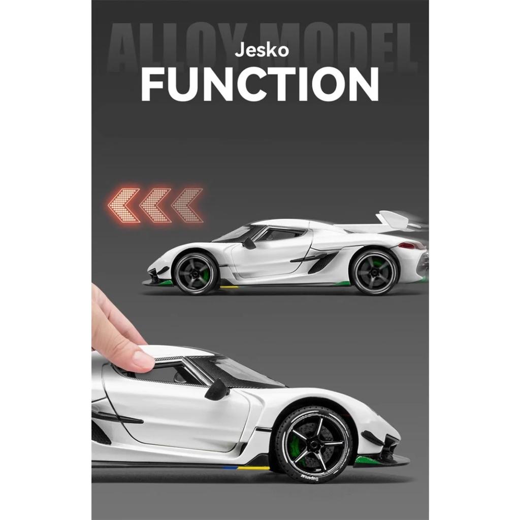 1/24 Koenigsegg Jesko Attack Alloy Sports Car Model Diecast Metal Racing Car Model Simulation Sound and Light Children Toy Gift