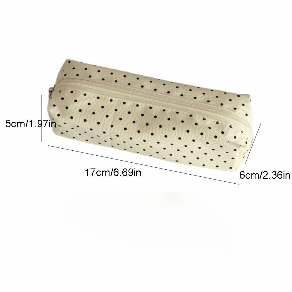 Desktop Storage Pen Bag Canvas Pencil Pouch Cosmetic Bag Polka Dot Pencil Case  Kids