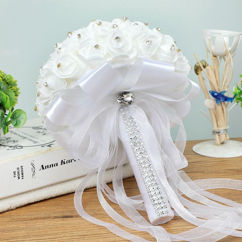 With Handle Engagement Home Decor Foam Roses Rose Bouquet Artificial Flower Bride Holding Flower