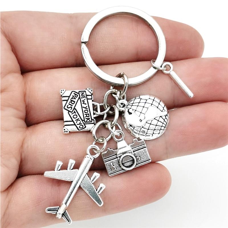 26 Букв Самолет Брелок Подвеска Самолет Брелок Земля Камера Шарм Брелок Лучшие Друзья Путешествия Ювелирные Изделия Подарки