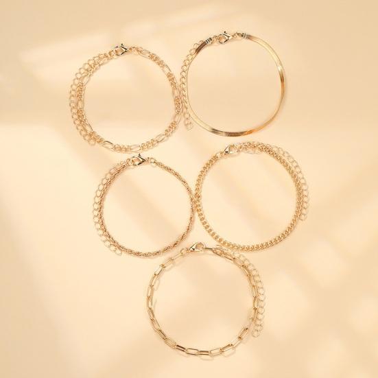 5 Pcs Women Bracelet Lobster Clip Closure Adjustable Hollow Chain Solid Color Wristband