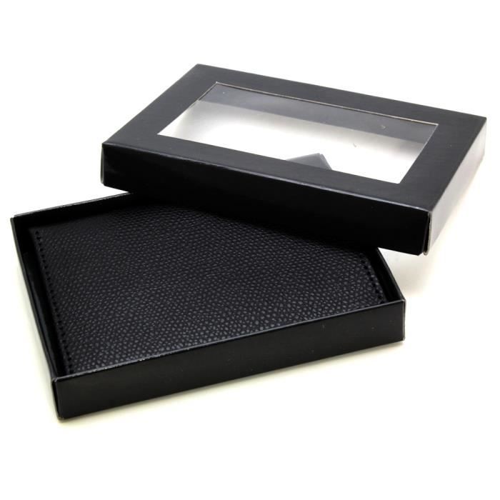Étui Porte Cartes Homme Femme en Véritable Cuir - Noir - Mixte