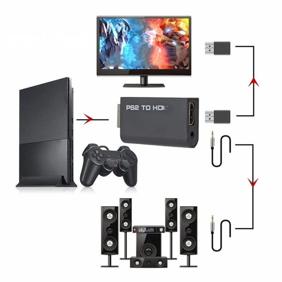 Совместимый конвертер HDMI-PS2, аудио- и видеоадаптер с аудиокабелем 3,5 мм, поддерживает все режимы отображения Ps2 480i 480p 576i для ПК