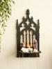 Черная готическая деревянная полка с полым винтажным декором в форме забора, настенный декор, плавающие полки, настенный декор, подставка для кристаллов, декор для комнаты
