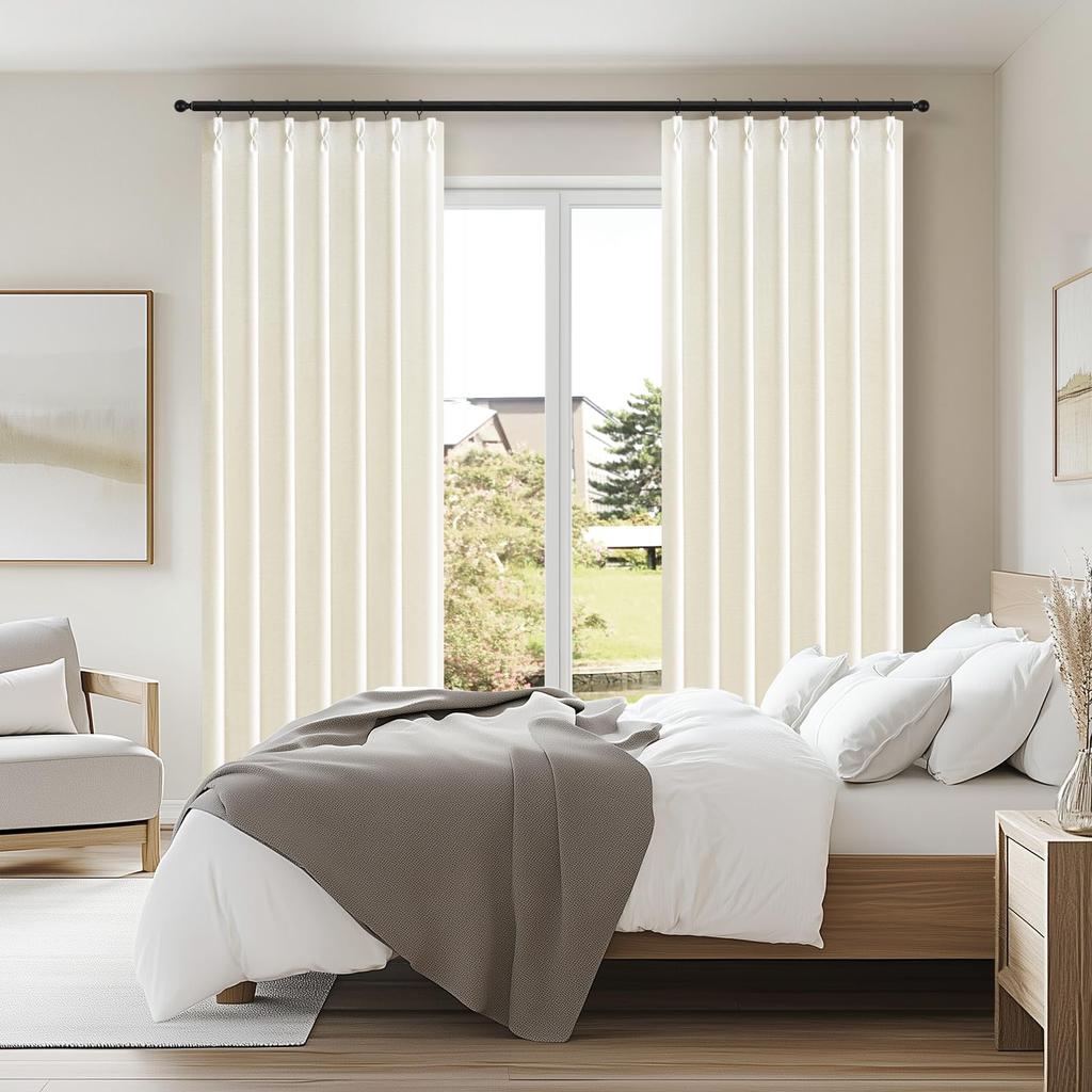 Topfinel Термобархат Маленький 135см Набор крючков Блэкаут Для гостиной Звуконепроницаемые шторы, Блэкаут, Изоляция, Ткань, Окно, Длина, 2, Белый,