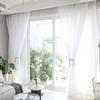 2Pcs Home Decor Window Screening Solid Sheer White Voile Curtains Drapery Window Tulle