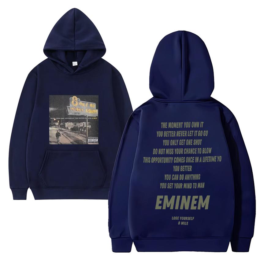Hot Singer Eminem 8 mile Double Sided print Hoodie 2024 Men Women Casual Fleece Long sleeve Sweatshirt Unisex vintage pullovers