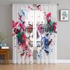 Watercolor Painting Art Splatter Skull Tulle Curtains For Living Room Sheer Curtain Bedroom Voile Decorative Window Treatments