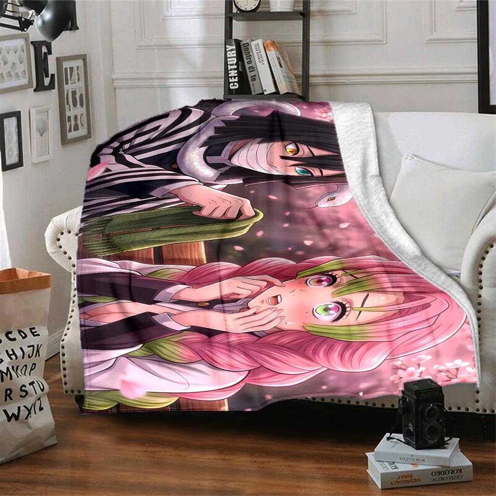 1pc Mitsuri Kanroji Blanket, Gift, for Men and Women, Soft Blanket, Good for Sofa Bed Couch Travel, Lightweight Flannel Blanket
