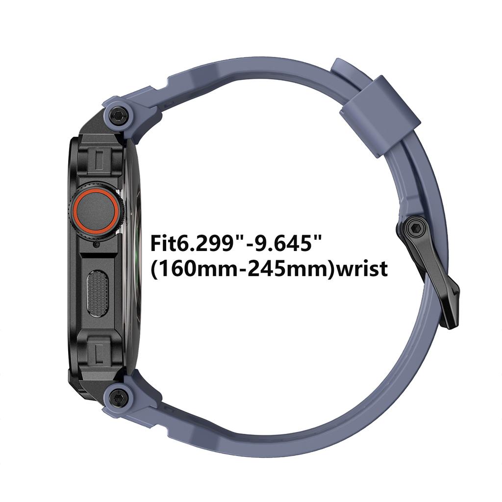 Прочный интегральный ремешок с чехлом для Apple Watch 46мм 49мм Спортивный силиконовый ремешок с металлическими защитными бамперами для iWatch 46 49мм
