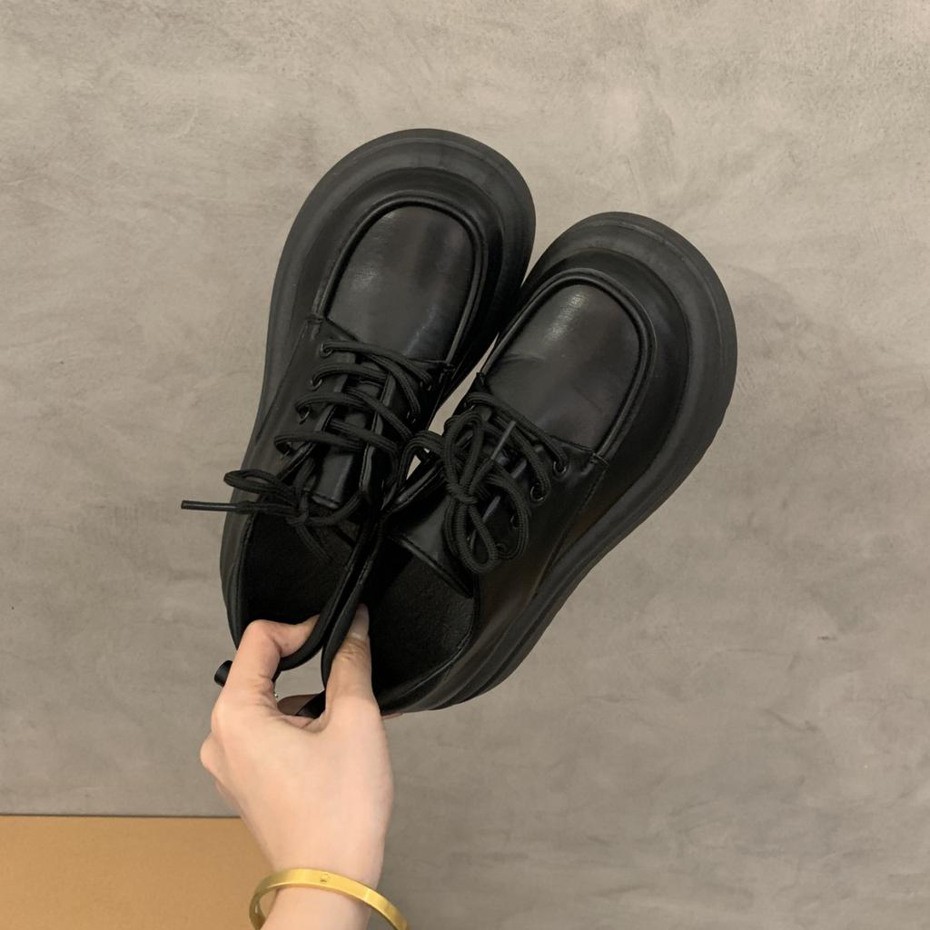 Retro British Style Small Leather Shoes Women's Summer 2025 Spring New Round Head Versatile Black Platform Loafer Single Shoes