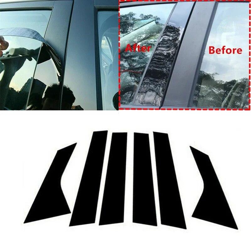 6 шт. Накладки на стойки окон автомобиля, накладки на двери, глянцевые черные наклейки, детали для Hyundai Elantra/Avante/i30 седан 2021 2022 2025