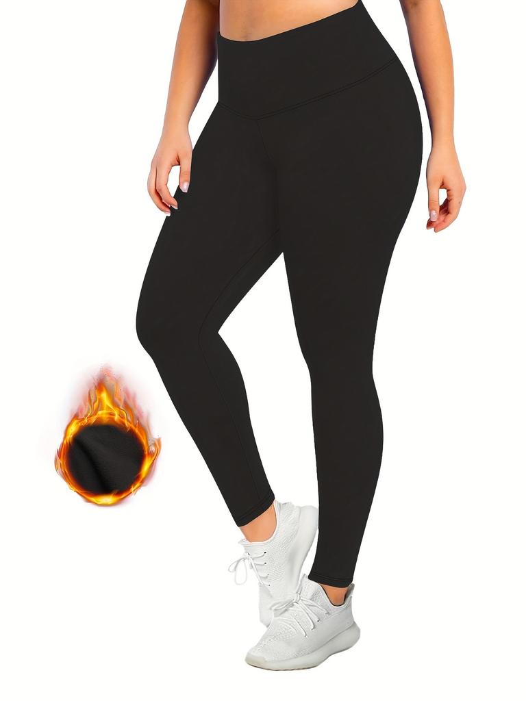 Флисовые Зимние Йога-Штаны Большого Размера с Флисовой Подкладкой, с Высокой Посадкой и Контролем Живота 1XL-5XL Зимние Йога-Штаны