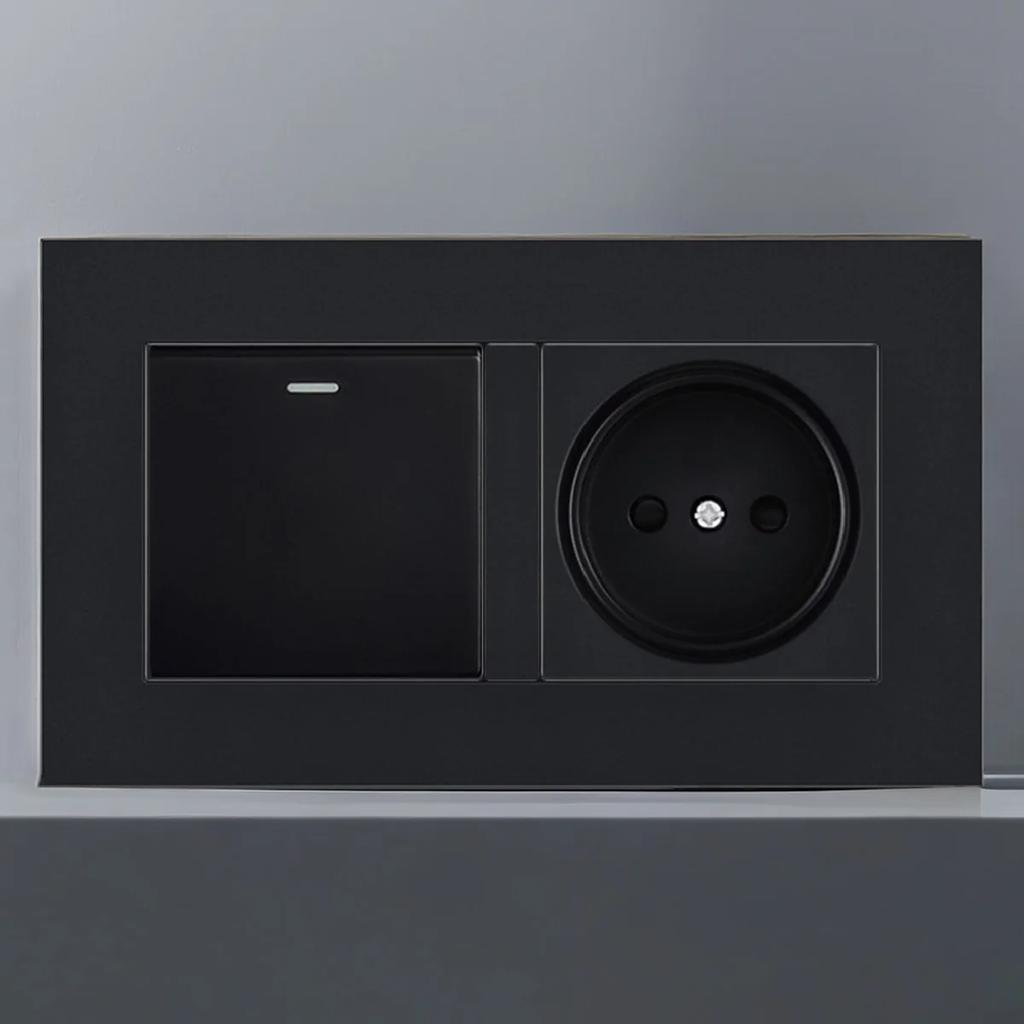 Электрическая розетка европейского немецкого русского стандарта, настенная панель розеток 16 А, европейская розетка с круглым отверстием, переменный ток 250 В, черная