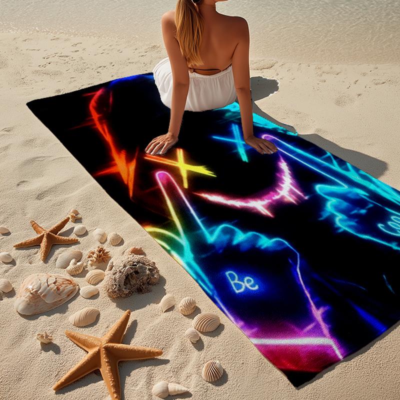 Cyberpunk Gaming Neon Beach Towel, Super Soft Microfiber, Gift for Her/Him, Birthday, for Pool, Beach, Travel, Home Decor Fan gifts