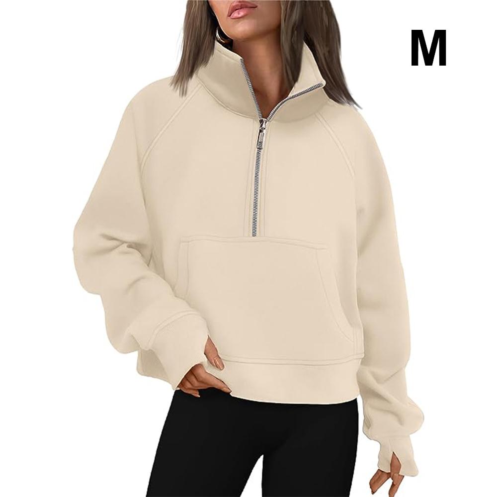 Женские толстовки на молнии, укороченный пуловер, флисовые толстовки на молнии на четверть, осенняя одежда, одежда с отверстием для большого пальца