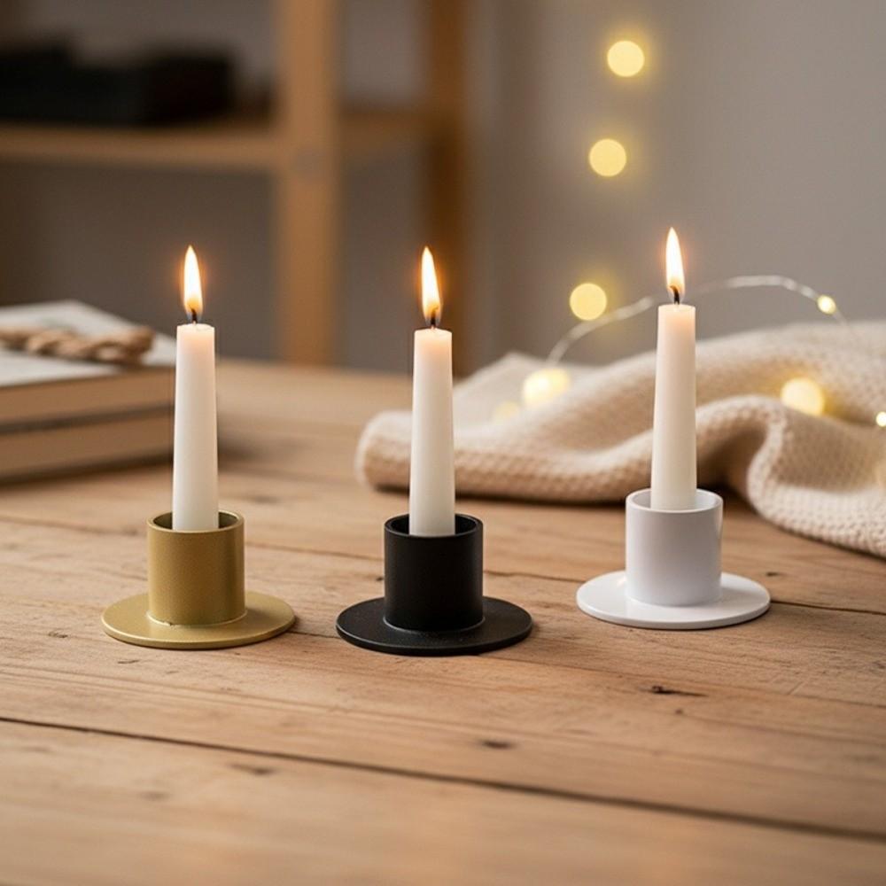 Round Candle Holders Iron Metal Candleholders Festival Candlestick Candle Stand Wedding Party