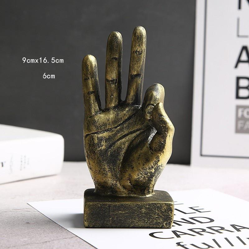 Modern Resin Hand Gesture Sculpture Ornament Figurine Statue Finger Arrangement Home Coffee Shop Decor Adornment Accessories