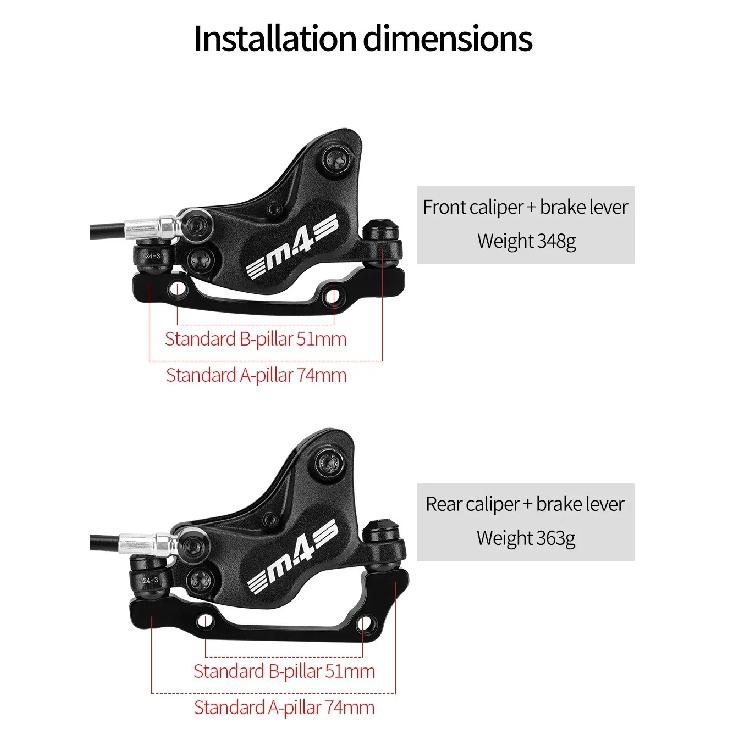MEROCA M4S 4-Piston Split Type Bicycle Hydraulic Brake Oil Pipe Front 850mm Rear 1600mm Length for Mountain Bike Brakes