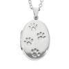 Paw Footprint Oval Locket Necklace with Chain Charm 925 Silver Pet Dog Cat Animal Photo Holder [Shinjuku Ginnokura] Women's