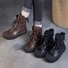 Spring Summer Autumn Women Fashion Handmade Vintage Mid-calf Boots Genuine Leather Women's Thick Soled Casual Versatile Short Boots