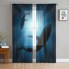 Shark Silhouette Curtain Window Tulle For Living Room Bedroom The Kitchen Window Treatment Decorations Curtains