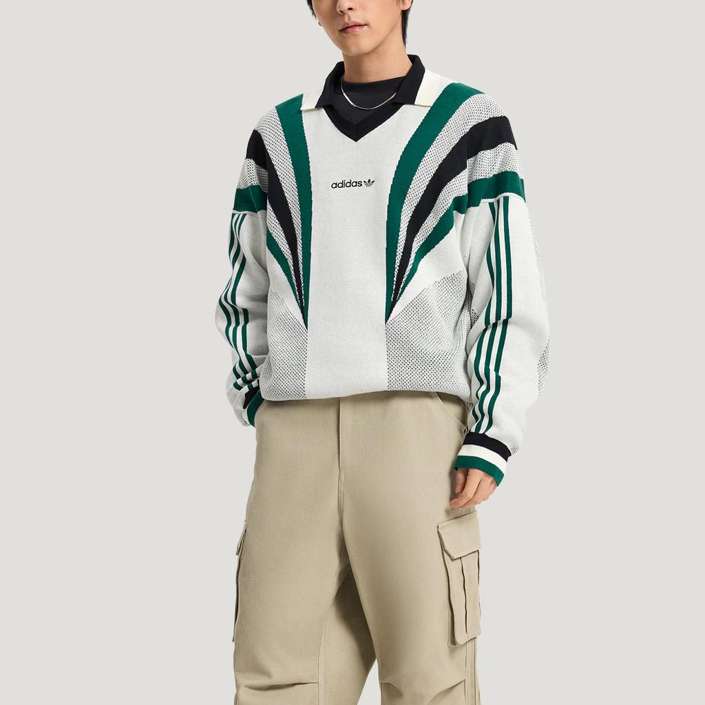adidas Оригинальная толстовка Santiago с тремя полосками, свободного кроя, пуловер, с длинным рукавом, вязаный топ, мужские топы KW2017