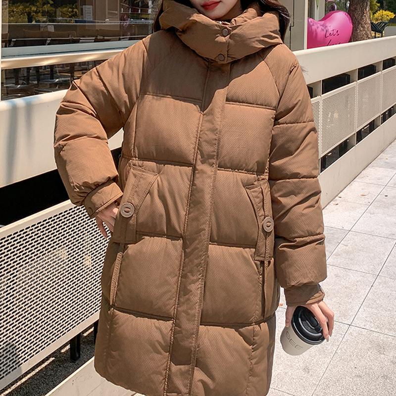 Зимние парки для женщин, длинные пальто, элегантные свободные, толстые, теплые женские куртки, пальто с капюшоном