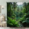 Водонепроницаемая шторка для душа с тропическим райским речным пейзажем для декора ванной комнаты, переносящая природу в дом с пышной зеленью