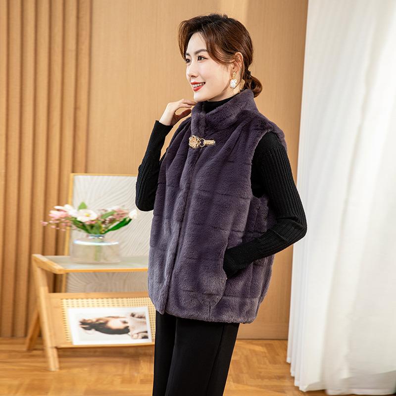 Зимнее платье для мамы, жилет из искусственного норкового флиса, пальто, новое женское платье в стиле вестерн среднего возраста, однотонное пальто для вашей леди, верх