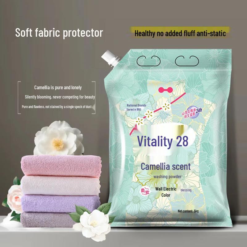 Порошок для стирки Vitality Camellia Floral: Долговечный пятновыводитель, семейная упаковка