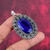 Blue Sapphire Pendant, Handmade Gemstone Pendant, 925 Solid Sterling Silver Pendant Antique Jewelry, For Engagement Gift