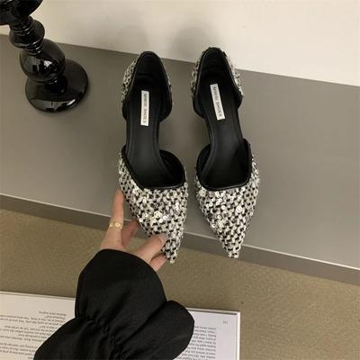 Модные туфли с острым носком 2024 года, женские туфли на среднем каблуке, сексуальные босоножки на низком каблуке, новые элегантные туфли на шпильке для женщин