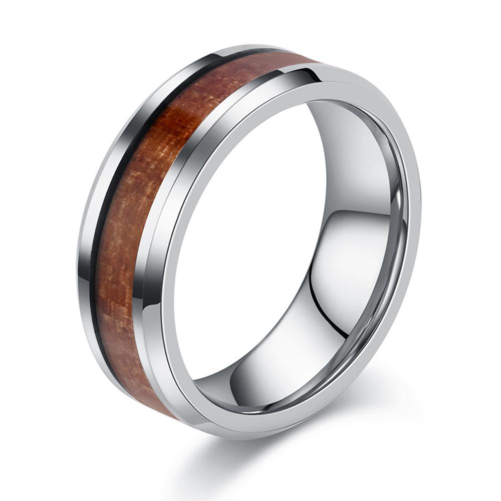 Простое инкрустированное кожаное кольцо с деревянным зерном для мужчин и женщин, парные кольца, мода высокого класса