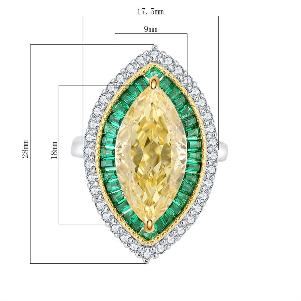 Модное 18-каратное позолоченное кольцо 9*18 мм необычное яркое кольцо из курнда для женщин подарок на годовщину стерлингового серебра 925 пробы ювелирные изделия