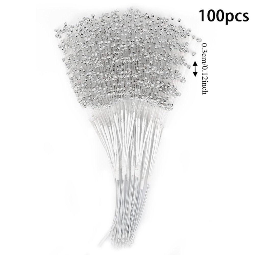 100pcs Artificial Pearls Pearl Sticks 3mm Bead DIY Accessories Decor String Pearls Wedding Party