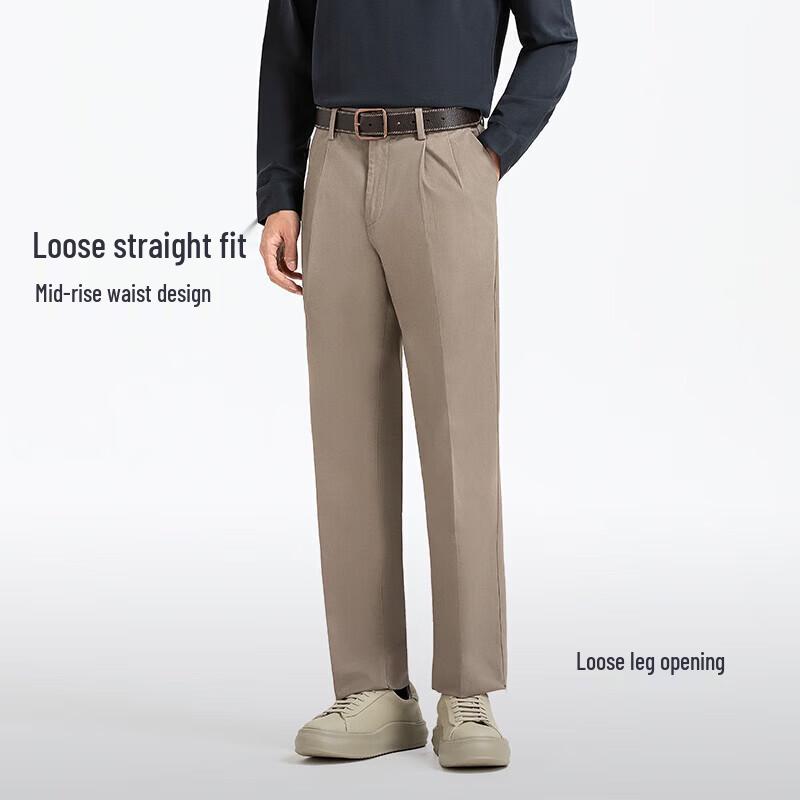 Langdeng Men's Cotton Business Casual Pants